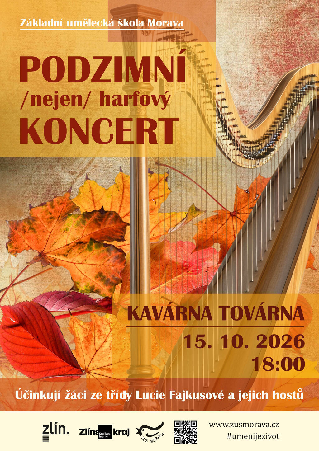 PODZIMNÍ /NEJEN/ HARFOVÝ KONCERT, 15. 10. 2026, ZLÍN, KAVÁRNA TOVÁRNA